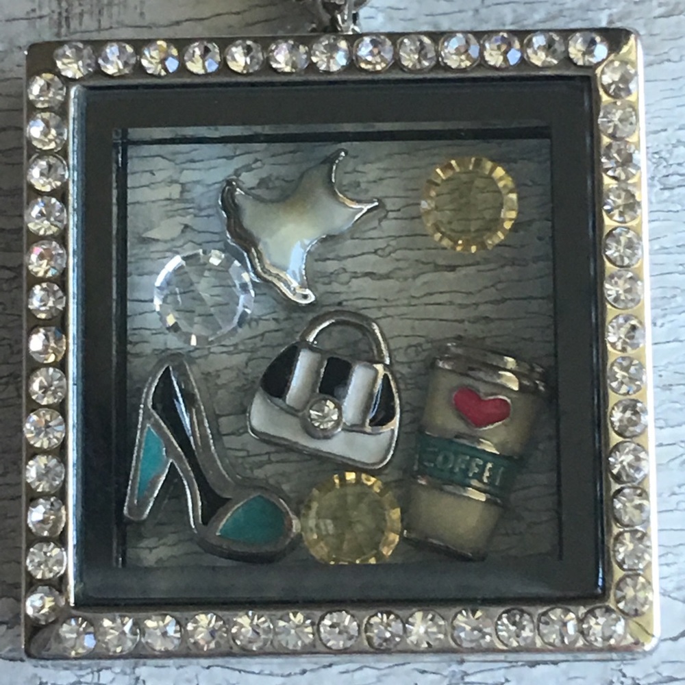 Large silver Square Miss Lady Memory Locket